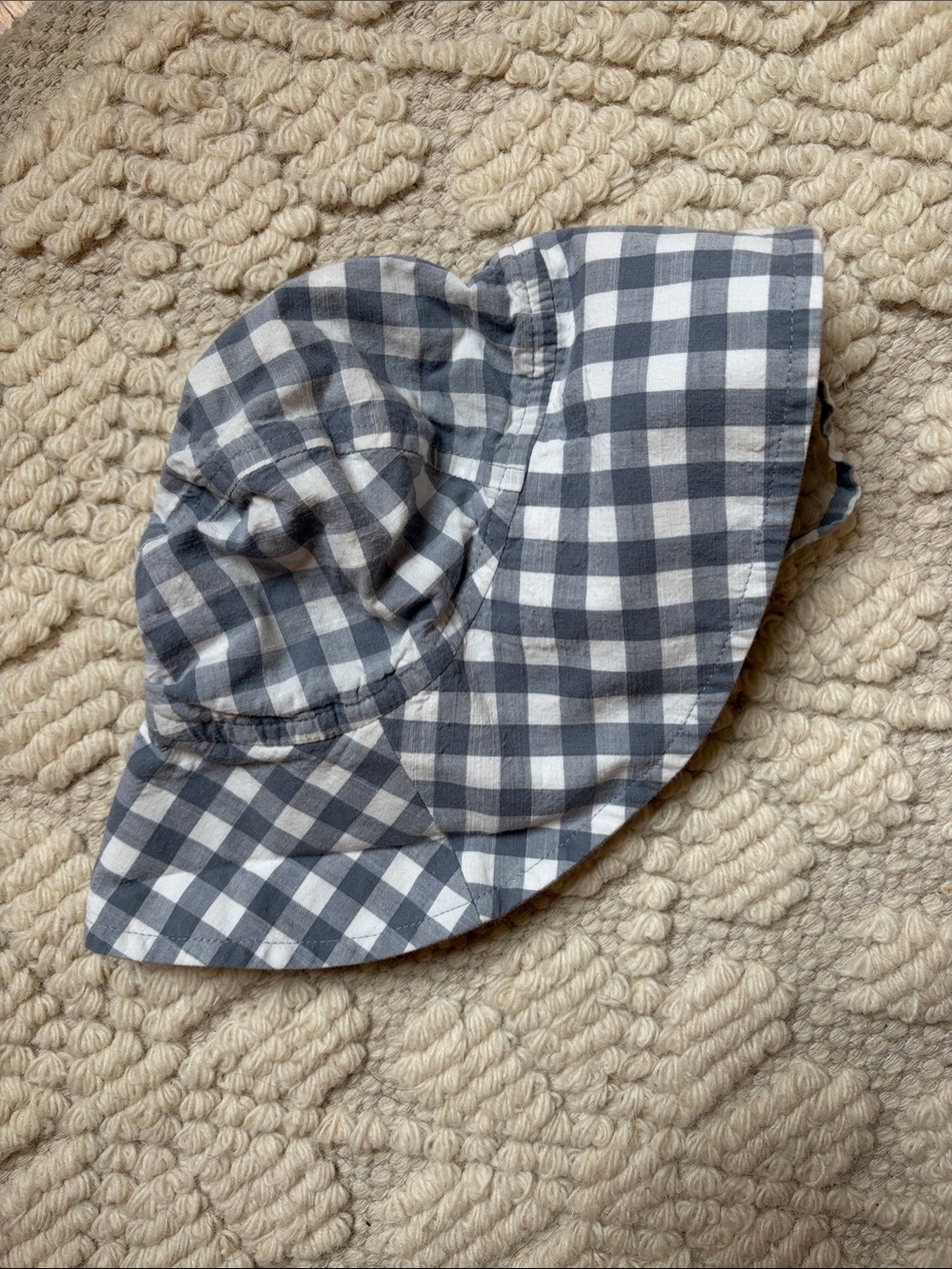 Baby Gingham Floppy Hat - Blue & White